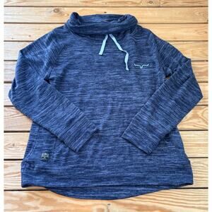 Kimes Ranch Women’s Cowl Neck Long Sleeve Top Size L Blue AA